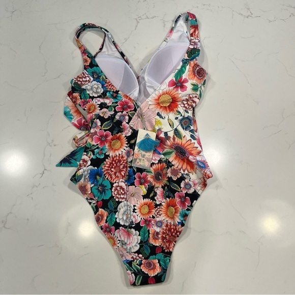 Johnny Was Floral Mirror & Evening Palace Wrap One Piece Swimsuit Sm - Picture 3 of 13